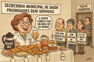 Mais pão de queijo, menos remédio: SEMUSA torra R$ 444 mil com coffee-break enquanto falta até dipirona nos postos