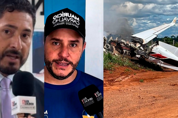 Avião com deputado federal e vereador faz pouso forçado e pega fogo em distrito de Porto Velho