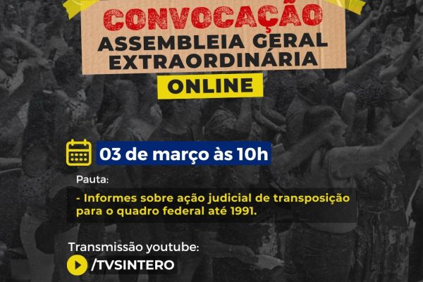 SINTERO convoca profissionais da educação para assembleia sobre transposição