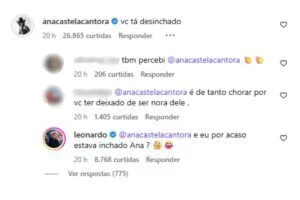 Ana Castela brinca com visual renovado de Leonardo nas redes