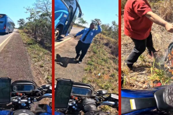 Motorista de ônibus evita tragédia ao alertar moto em chamas em MT