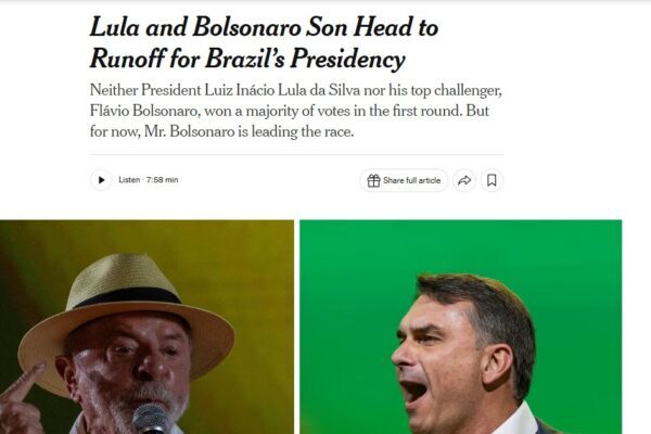 Imprensa internacional repercute ida de Flávio e Lula ao 2º turno