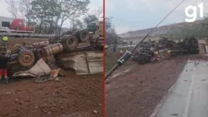 Motorista morre após carreta capotar na BR-364 em Jaciara